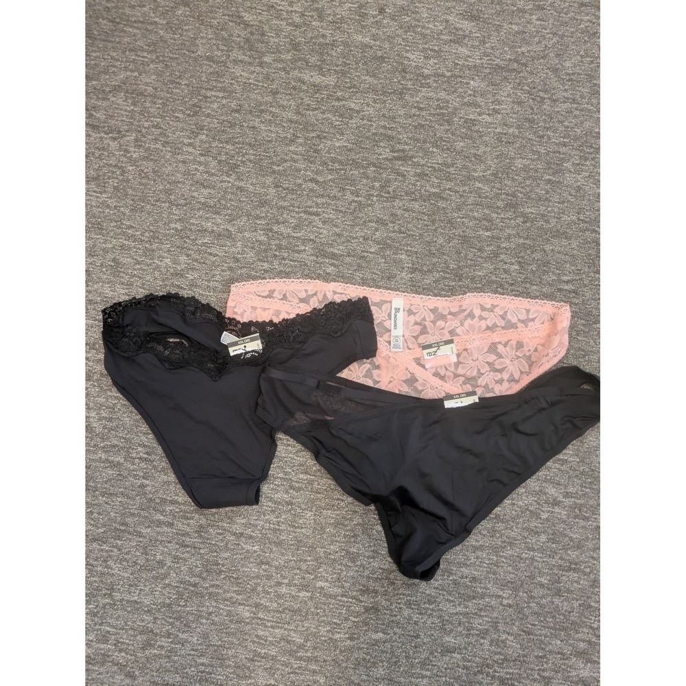 NEW No Boundaries Panty‎ Bundle Women's XXL Black Pink Lace Mesh 3PK